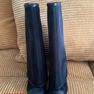 Chanel lamb skin cap toe ankle boots